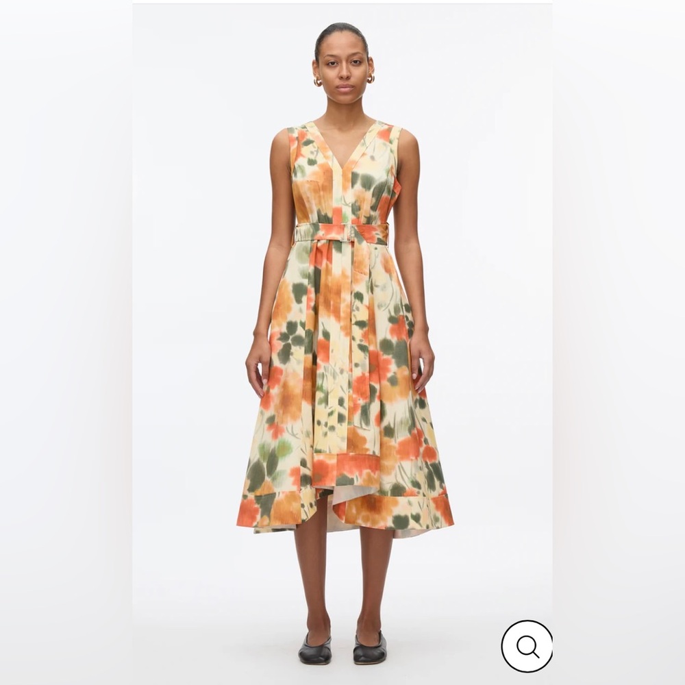 3.1 Phillip Lim Blurred Marigold Belted Midi Dress Size 4 NWOT